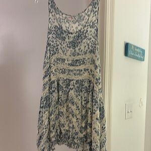 Free People Blue and Cream Floral Slip Top